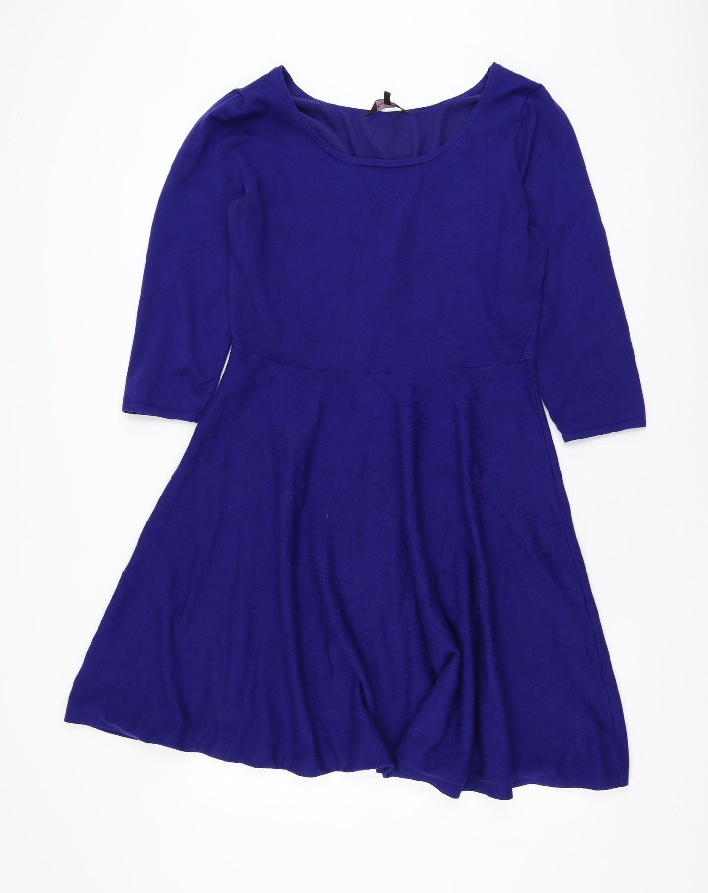 Phase Eight Womens Blue Viscose Skater Dress Size 16 Round Neck Pullover