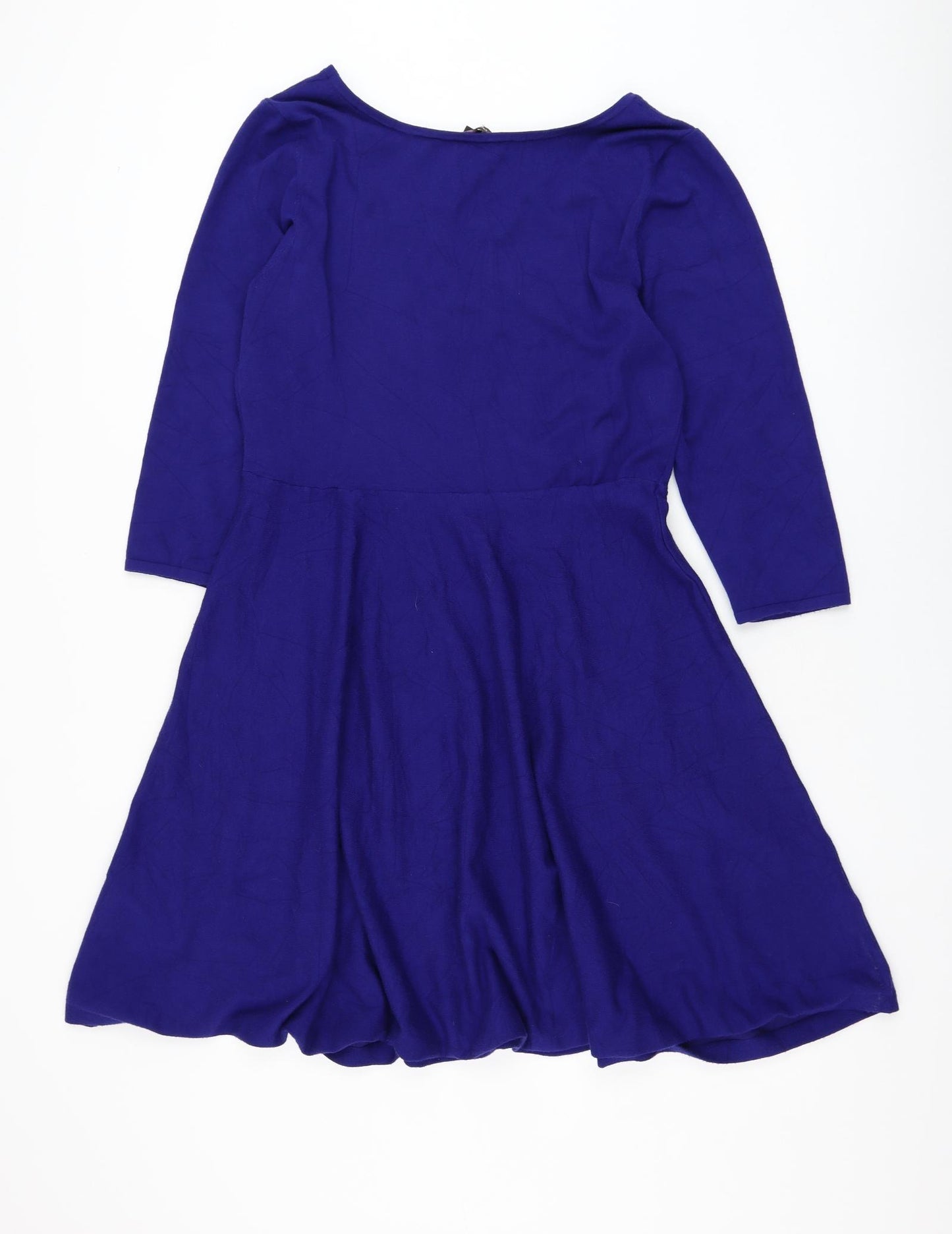 Phase Eight Womens Blue Viscose Skater Dress Size 16 Round Neck Pullover