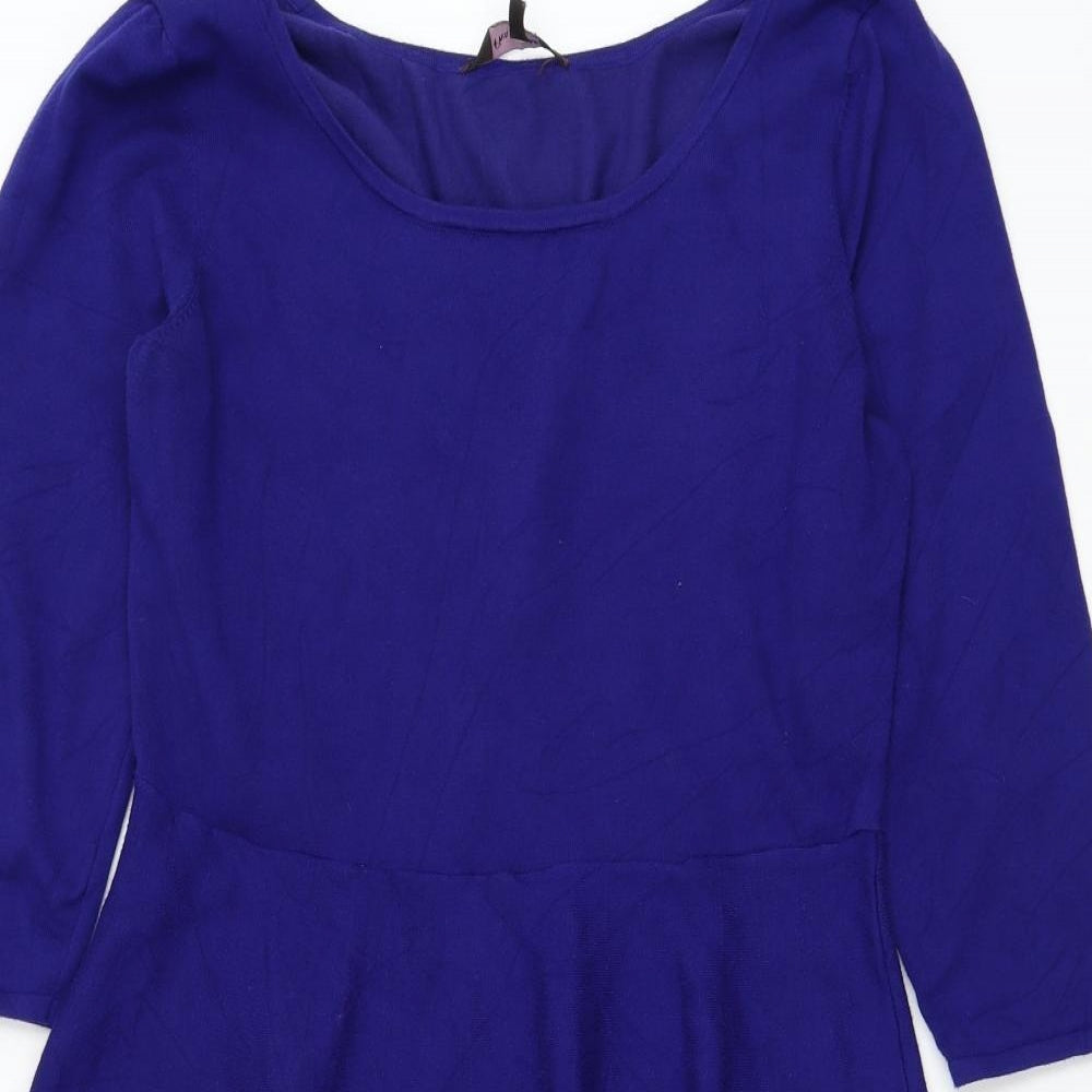 Phase Eight Womens Blue Viscose Skater Dress Size 16 Round Neck Pullover