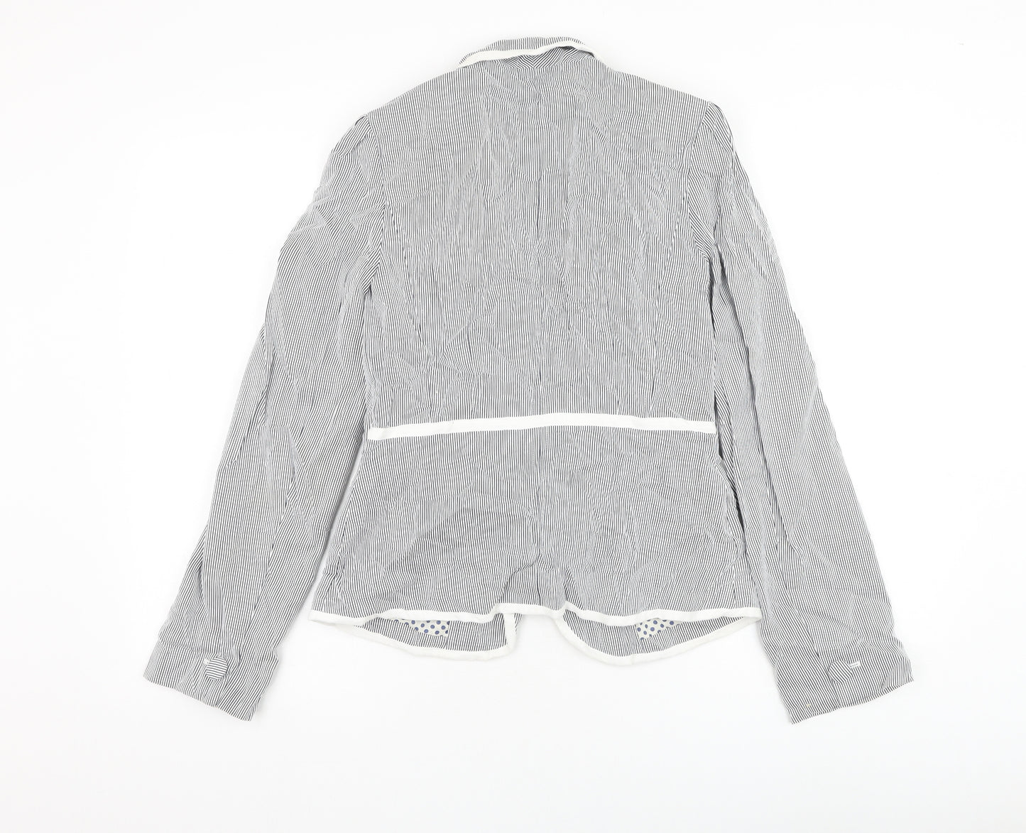 Papaya Womens White Striped Jacket Blazer Size 10 Button