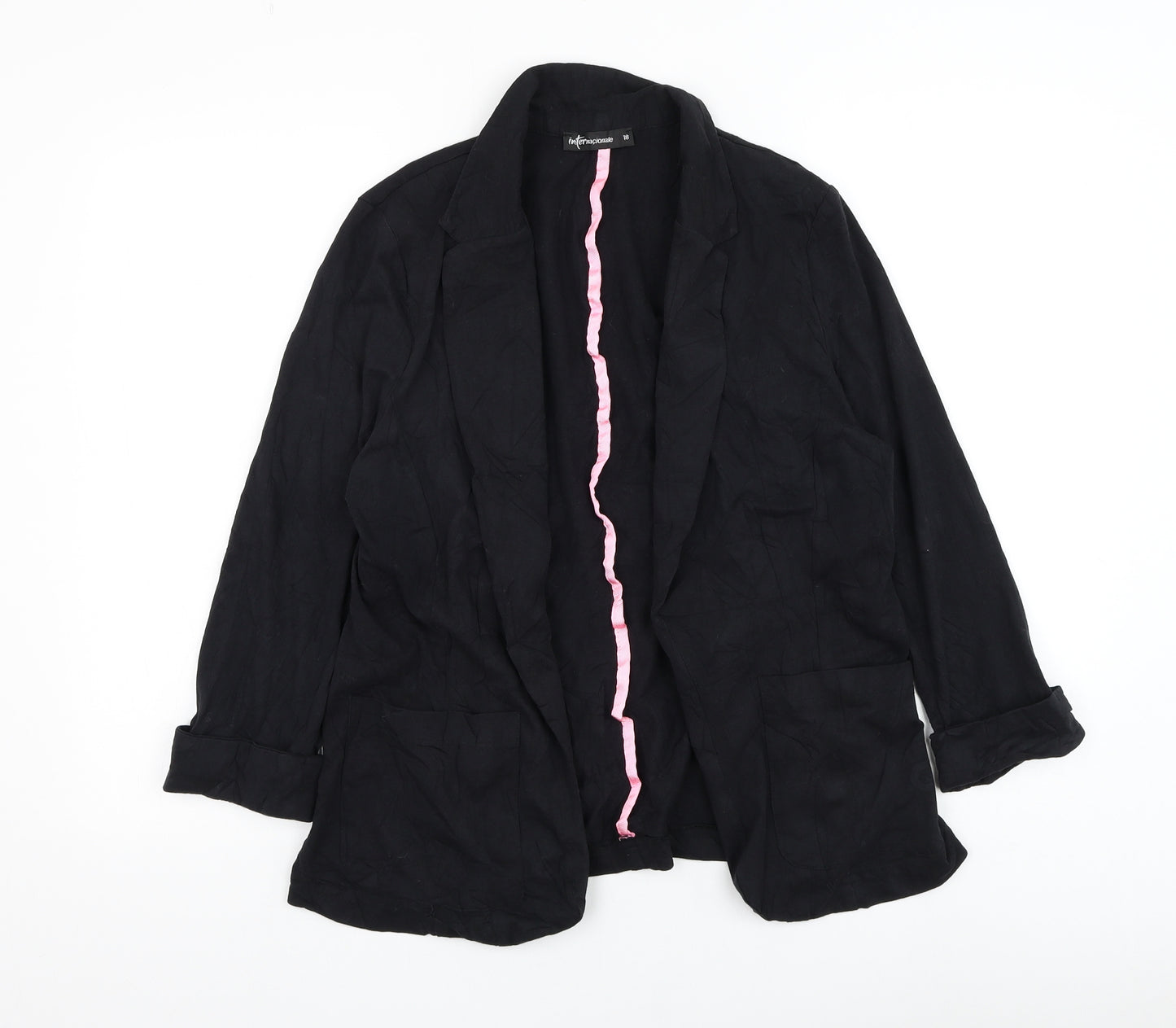 Internacionale Womens Black Jacket Blazer Size 18