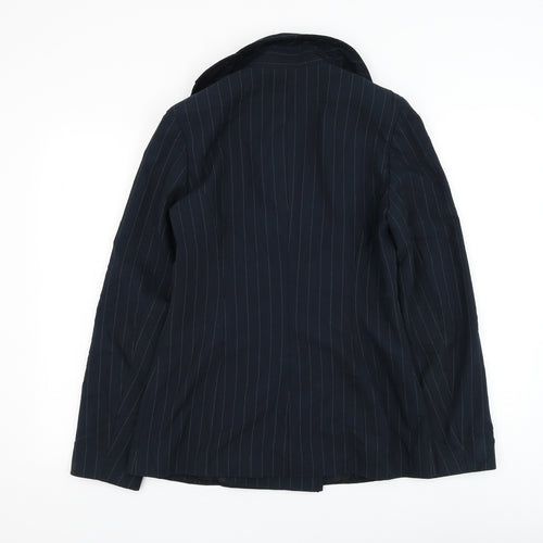 Kookai Womens Blue Striped Overcoat Coat Size 12 Button