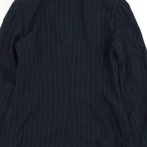 Kookai Womens Blue Striped Overcoat Coat Size 12 Button
