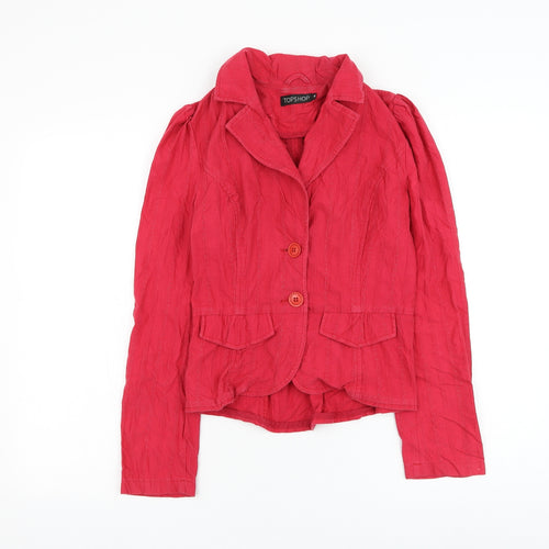 Topshop Womens Pink Jacket Size 10 Button