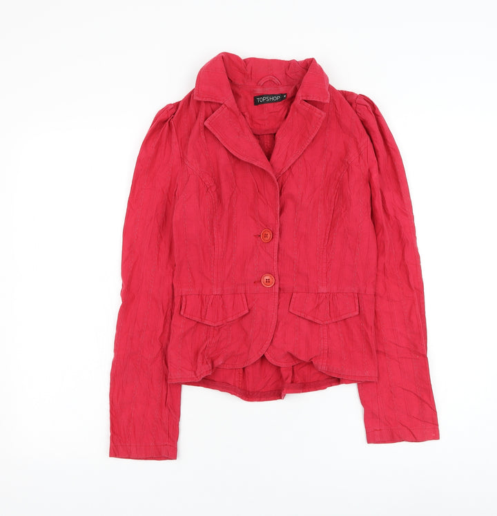 Topshop Womens Pink Jacket Size 10 Button