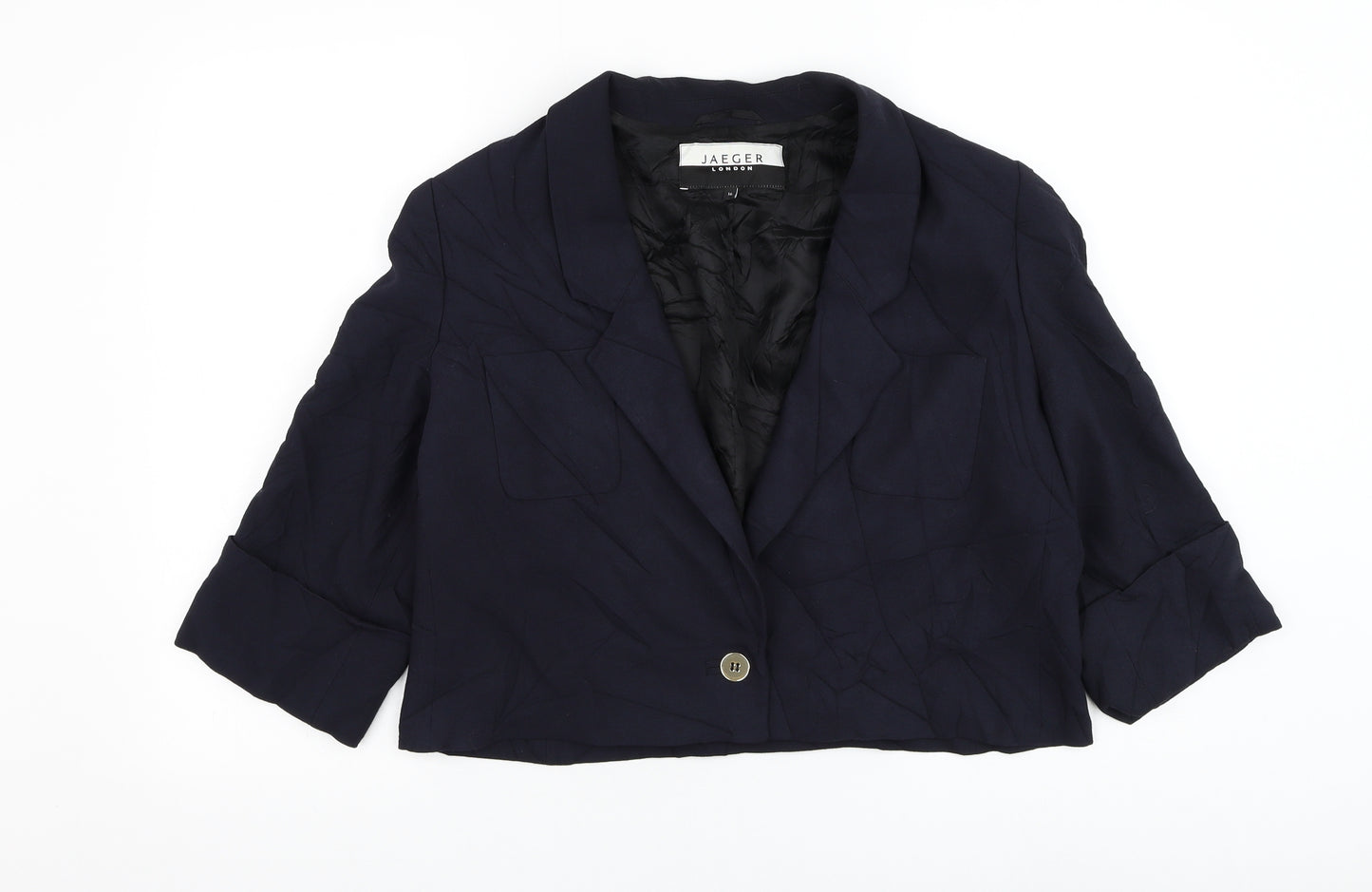 Jaeger Womens Blue Jacket Blazer Size 16 Button