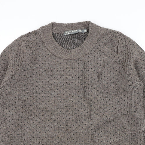 Icebreaker Mens Brown Round Neck Wool Pullover Jumper Size S