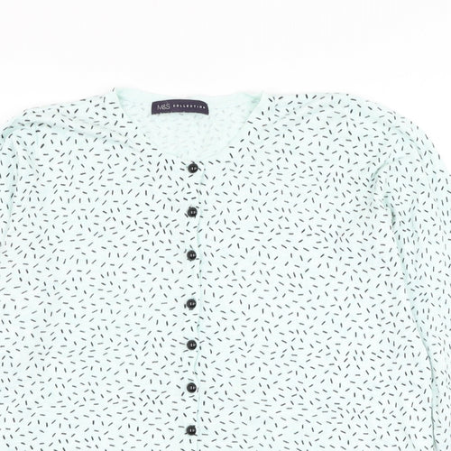 Marks and Spencer Womens Blue Round Neck Polyester Cardigan Jumper Size M
