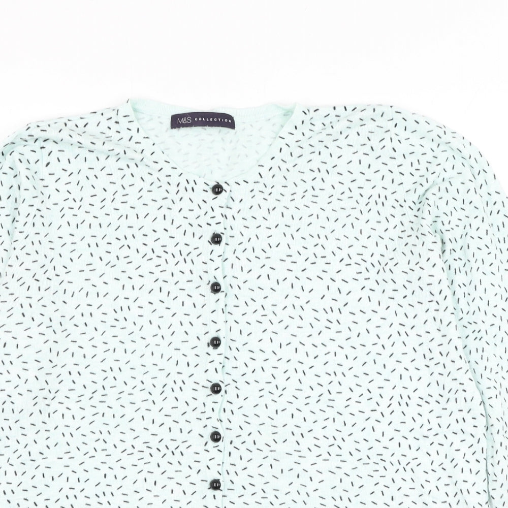Marks and Spencer Womens Blue Round Neck Polyester Cardigan Jumper Size M