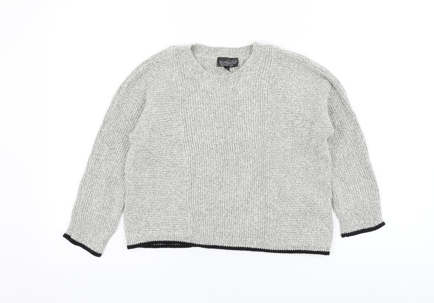 Topshop Womens White Round Neck Cotton Pullover Jumper Size 8