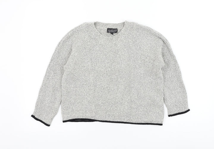 Topshop Womens White Round Neck Cotton Pullover Jumper Size 8