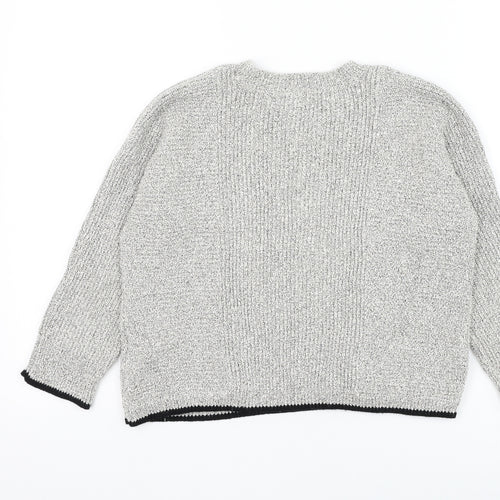Topshop Womens White Round Neck Cotton Pullover Jumper Size 8