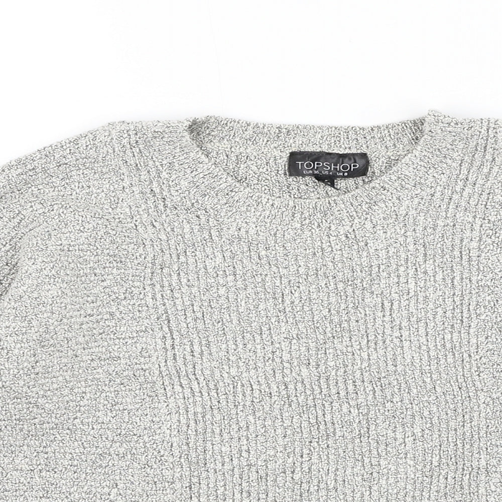 Topshop Womens White Round Neck Cotton Pullover Jumper Size 8