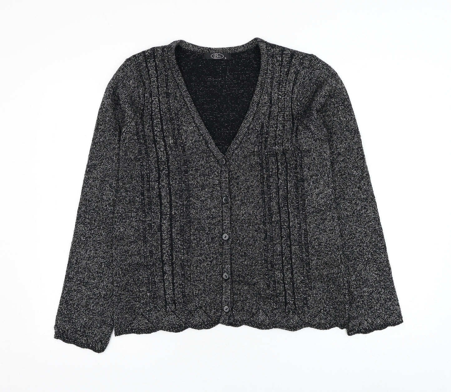 Bonmarché Womens Black V-Neck Acrylic Cardigan Jumper Size S