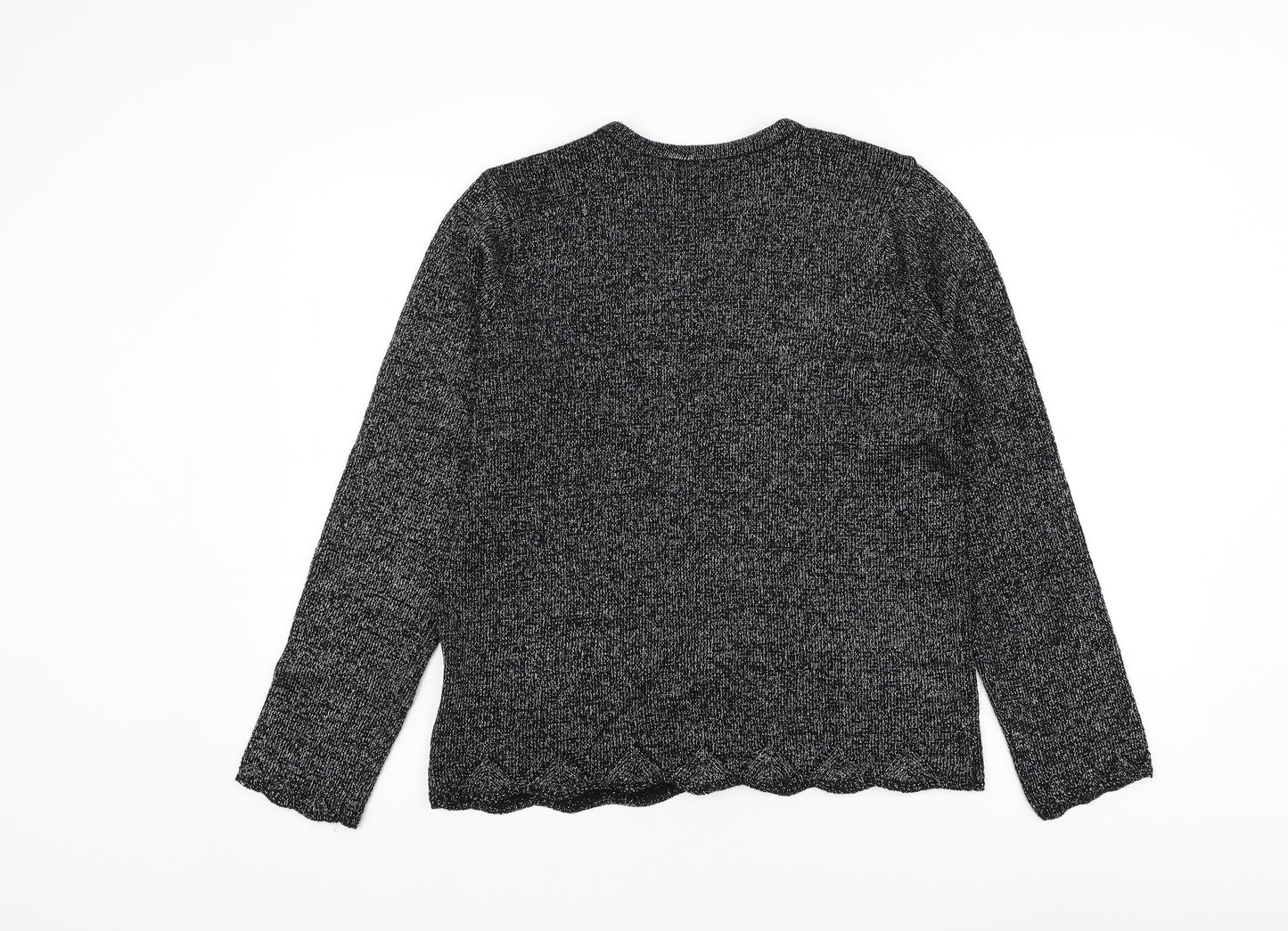 Bonmarché Womens Black V-Neck Acrylic Cardigan Jumper Size S