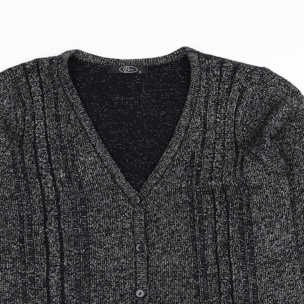 Bonmarché Womens Black V-Neck Acrylic Cardigan Jumper Size S