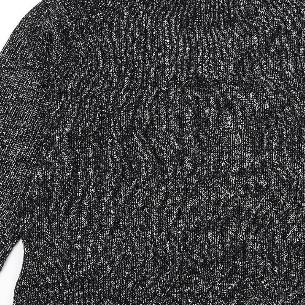 Bonmarché Womens Black V-Neck Acrylic Cardigan Jumper Size S