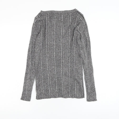 Marks and Spencer Womens Grey Round Neck Viscose Pullover Jumper Size 14