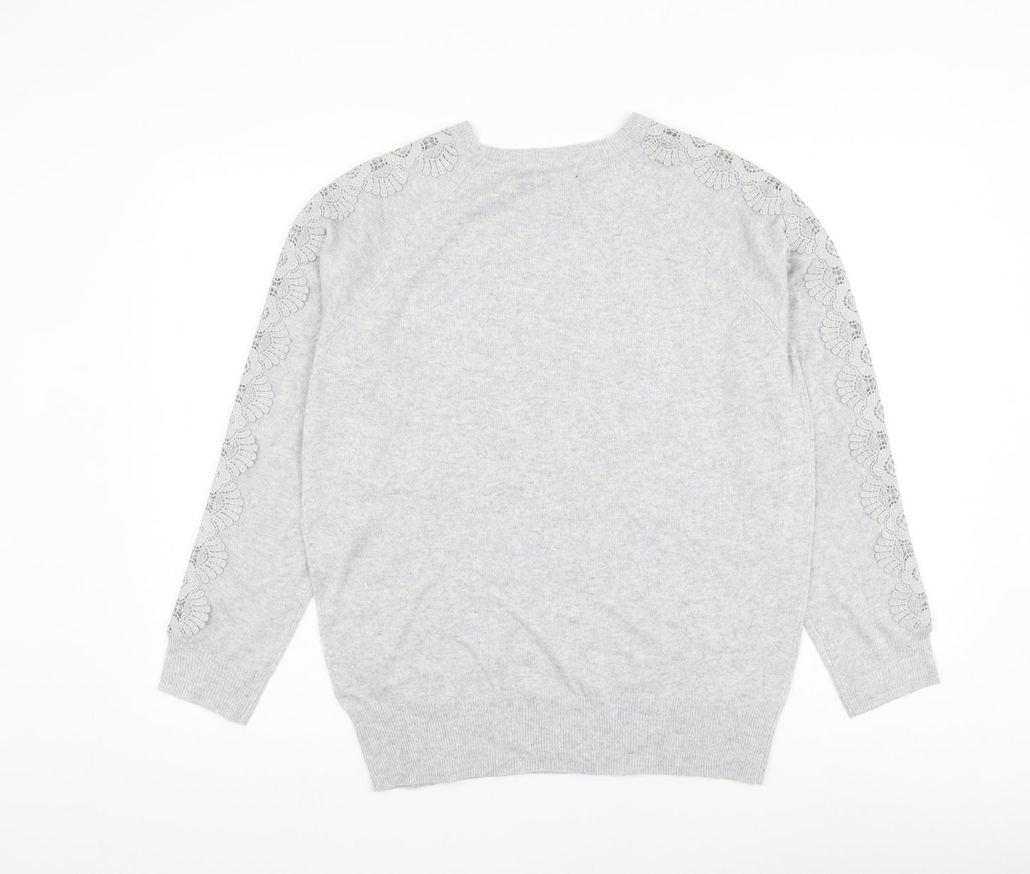 Marks and Spencer Womens Grey Round Neck Polyester Pullover Jumper Size 14