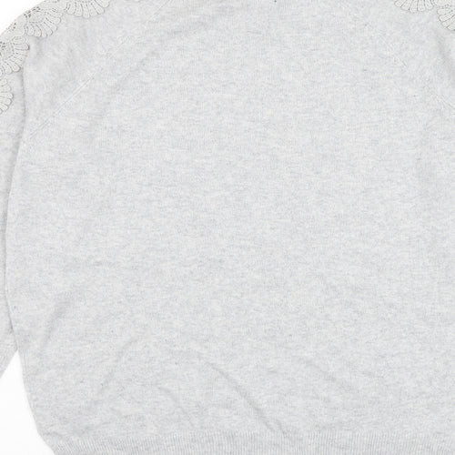 Marks and Spencer Womens Grey Round Neck Polyester Pullover Jumper Size 14