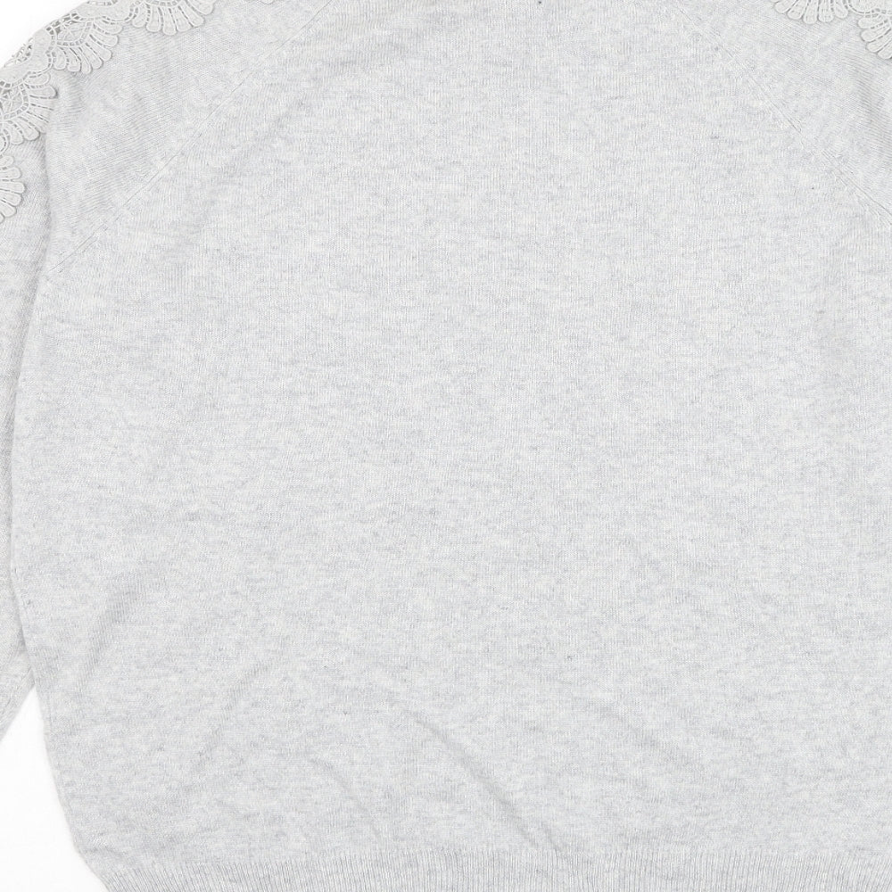 Marks and Spencer Womens Grey Round Neck Polyester Pullover Jumper Size 14