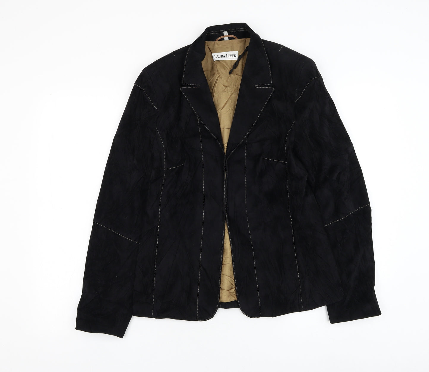 Laura Lebek Womens Black Jacket Blazer Size 10 Hook & Loop