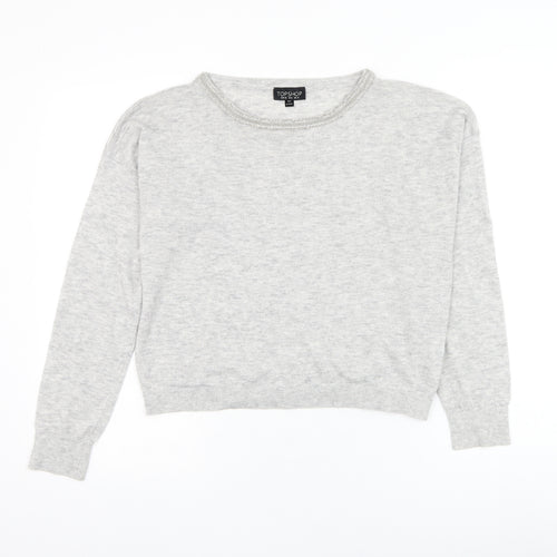 Topshop Womens Grey Round Neck Polyester Pullover Jumper Size 10