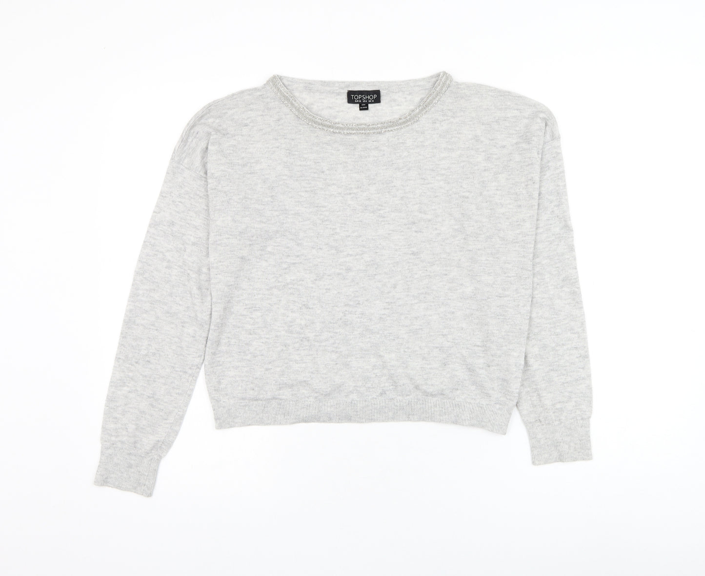Topshop Womens Grey Round Neck Polyester Pullover Jumper Size 10
