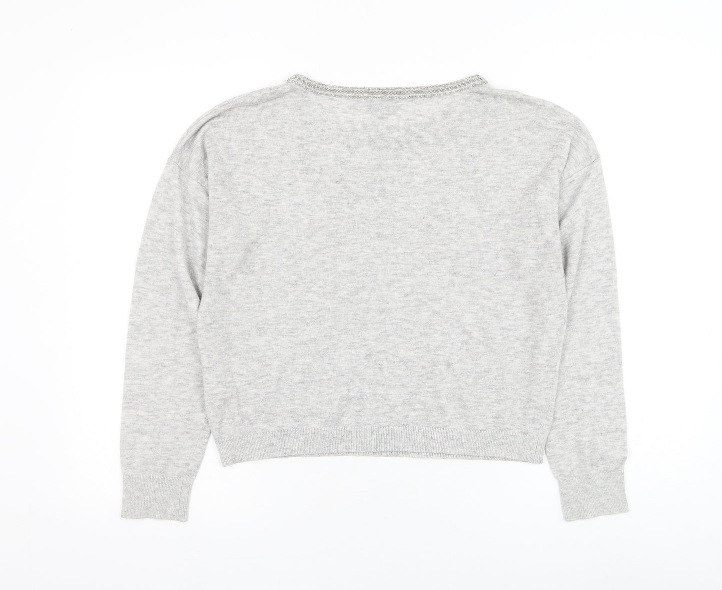 Topshop Womens Grey Round Neck Polyester Pullover Jumper Size 10