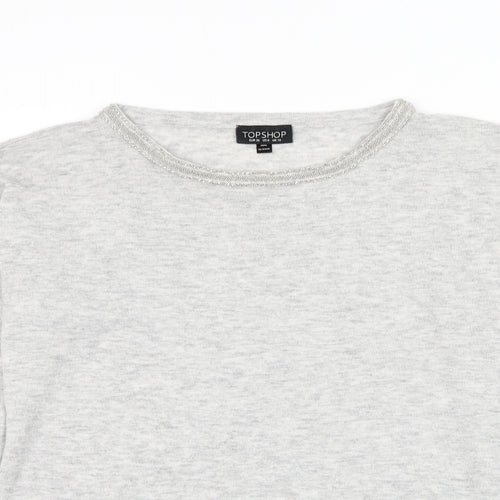 Topshop Womens Grey Round Neck Polyester Pullover Jumper Size 10