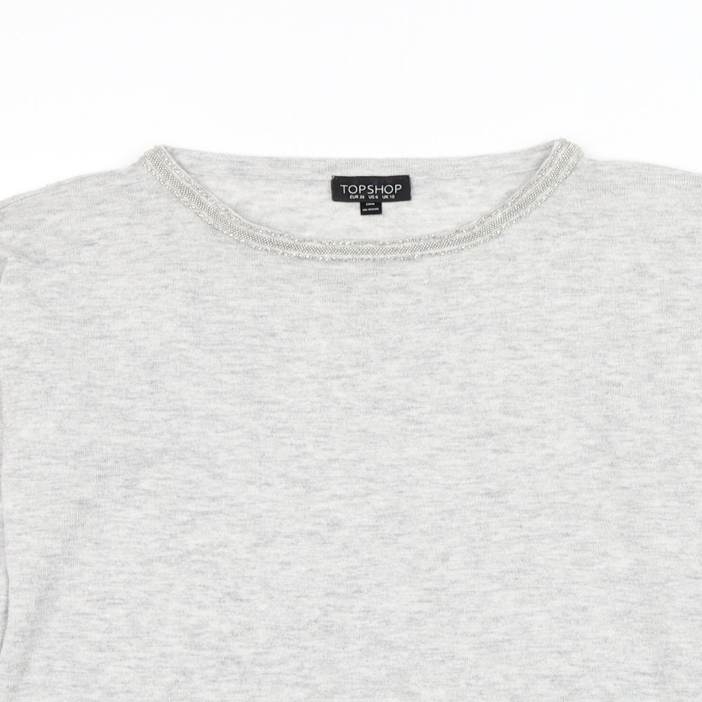 Topshop Womens Grey Round Neck Polyester Pullover Jumper Size 10