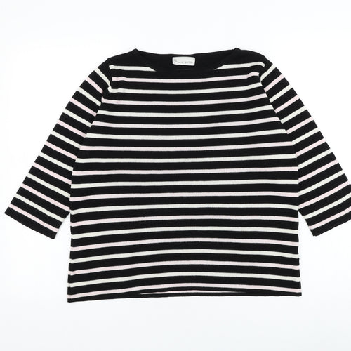BHS Womens Black Round Neck Striped Acrylic Pullover Jumper Size 18