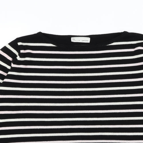 BHS Womens Black Round Neck Striped Acrylic Pullover Jumper Size 18