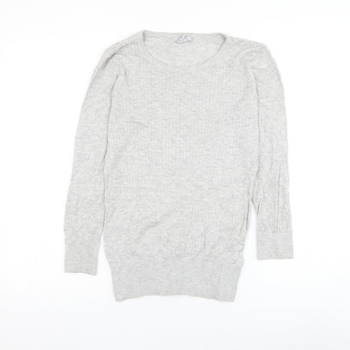 H&M Womens Grey Round Neck Viscose Pullover Jumper Size S