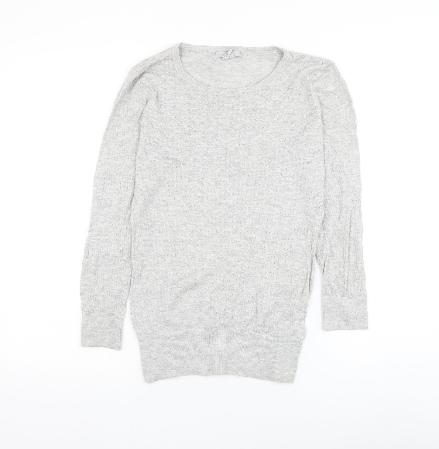 H&M Womens Grey Round Neck Viscose Pullover Jumper Size S