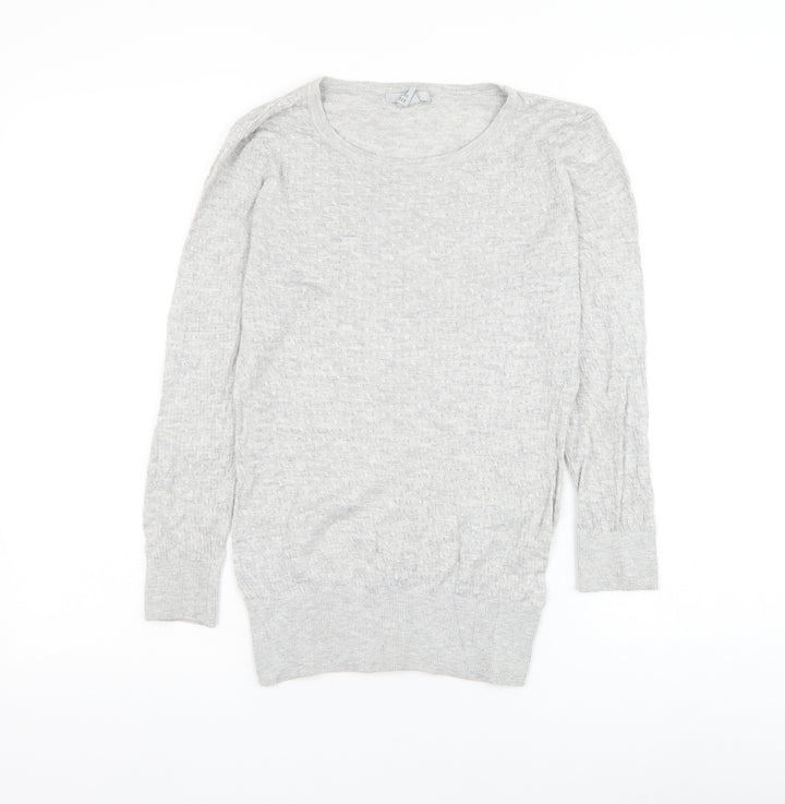 H&M Womens Grey Round Neck Viscose Pullover Jumper Size S