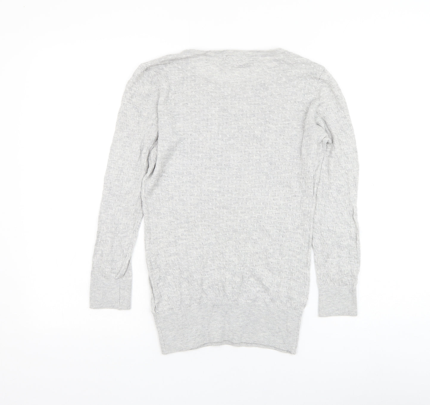 H&M Womens Grey Round Neck Viscose Pullover Jumper Size S