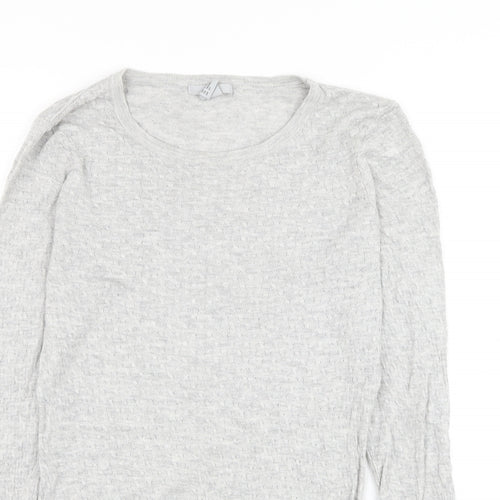 H&M Womens Grey Round Neck Viscose Pullover Jumper Size S