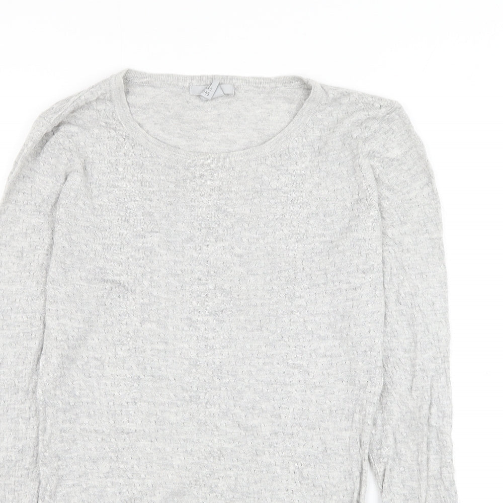 H&M Womens Grey Round Neck Viscose Pullover Jumper Size S
