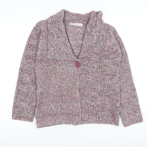 EWM Womens Pink Collared Acrylic Cardigan Jumper Size 10