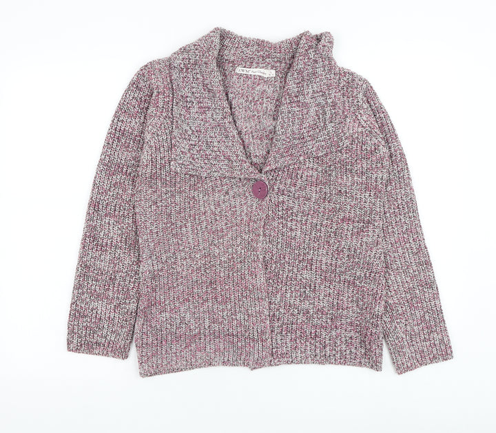 EWM Womens Pink Collared Acrylic Cardigan Jumper Size 10