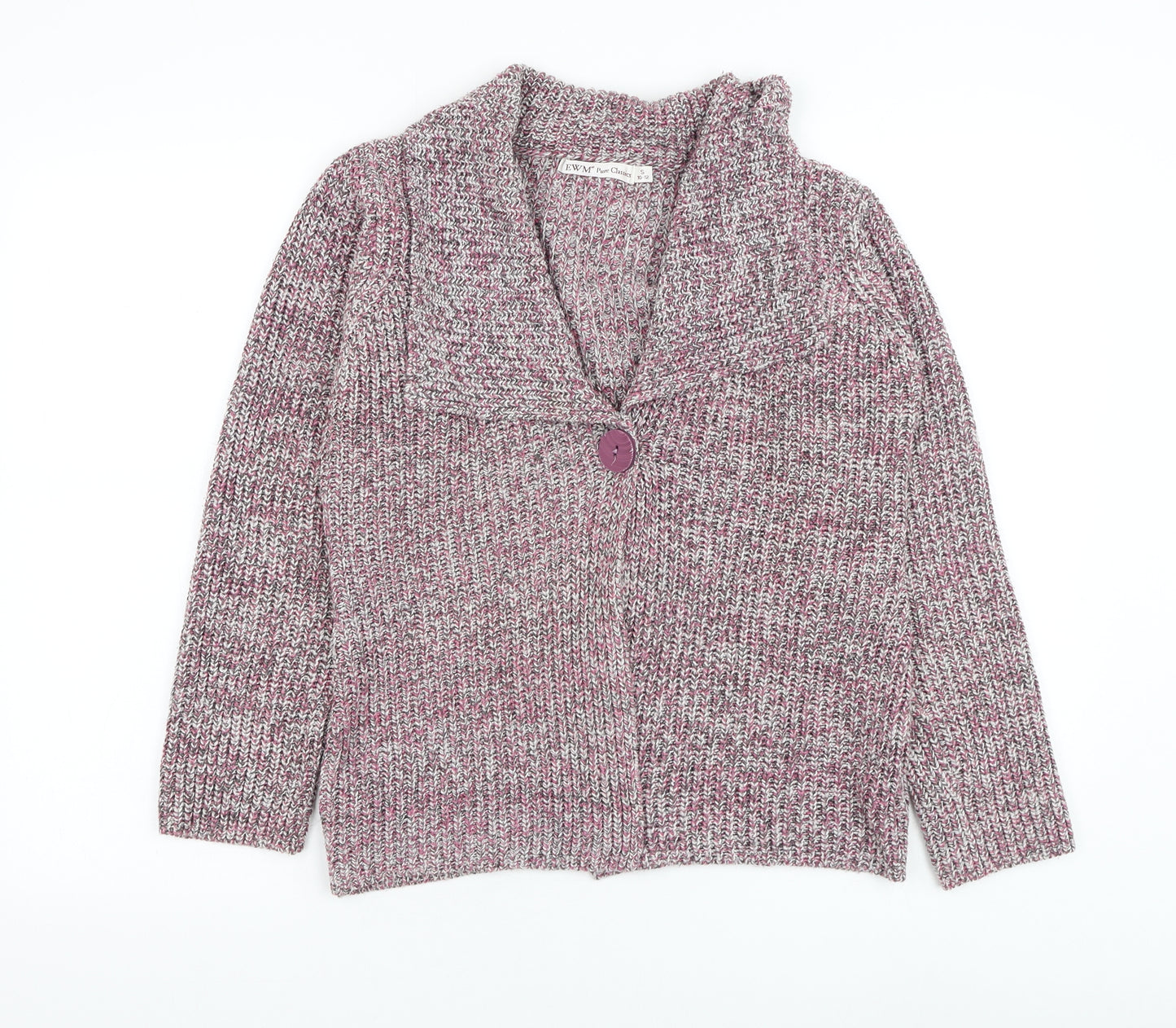 EWM Womens Pink Collared Acrylic Cardigan Jumper Size 10