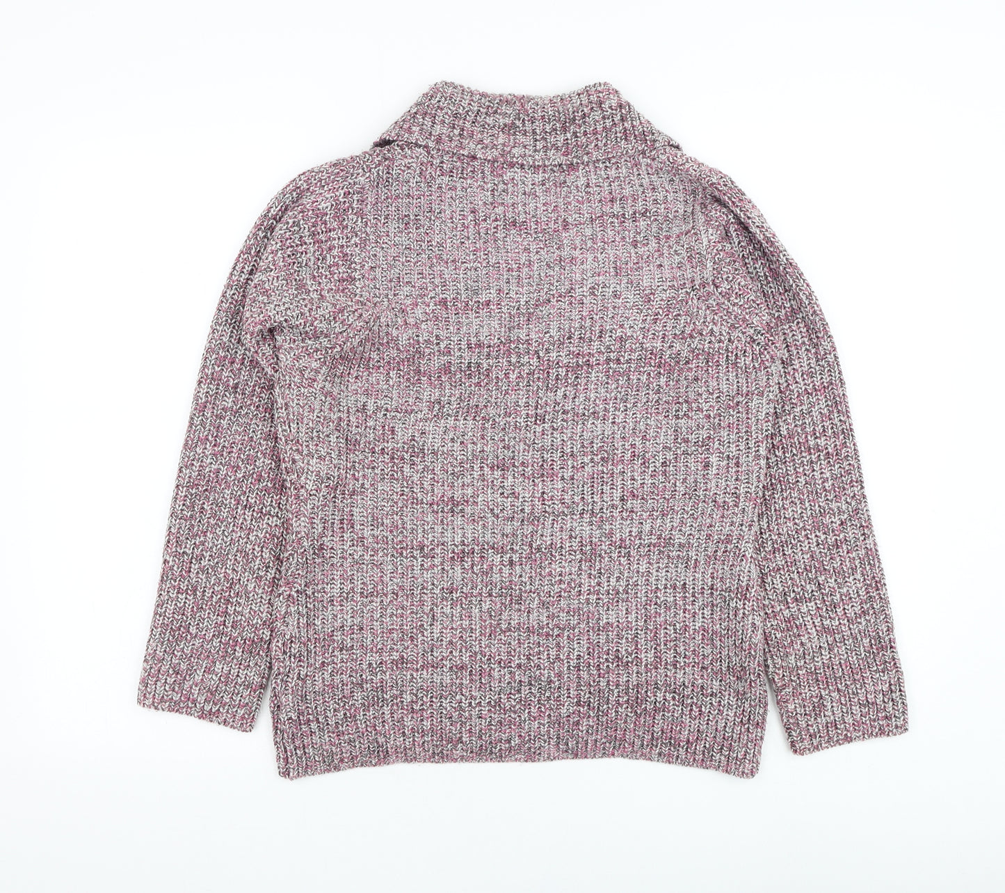EWM Womens Pink Collared Acrylic Cardigan Jumper Size 10