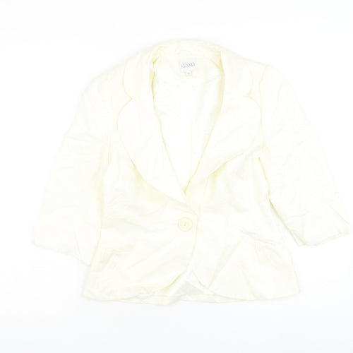 Kaliko Womens White Jacket Blazer Size 8 Button