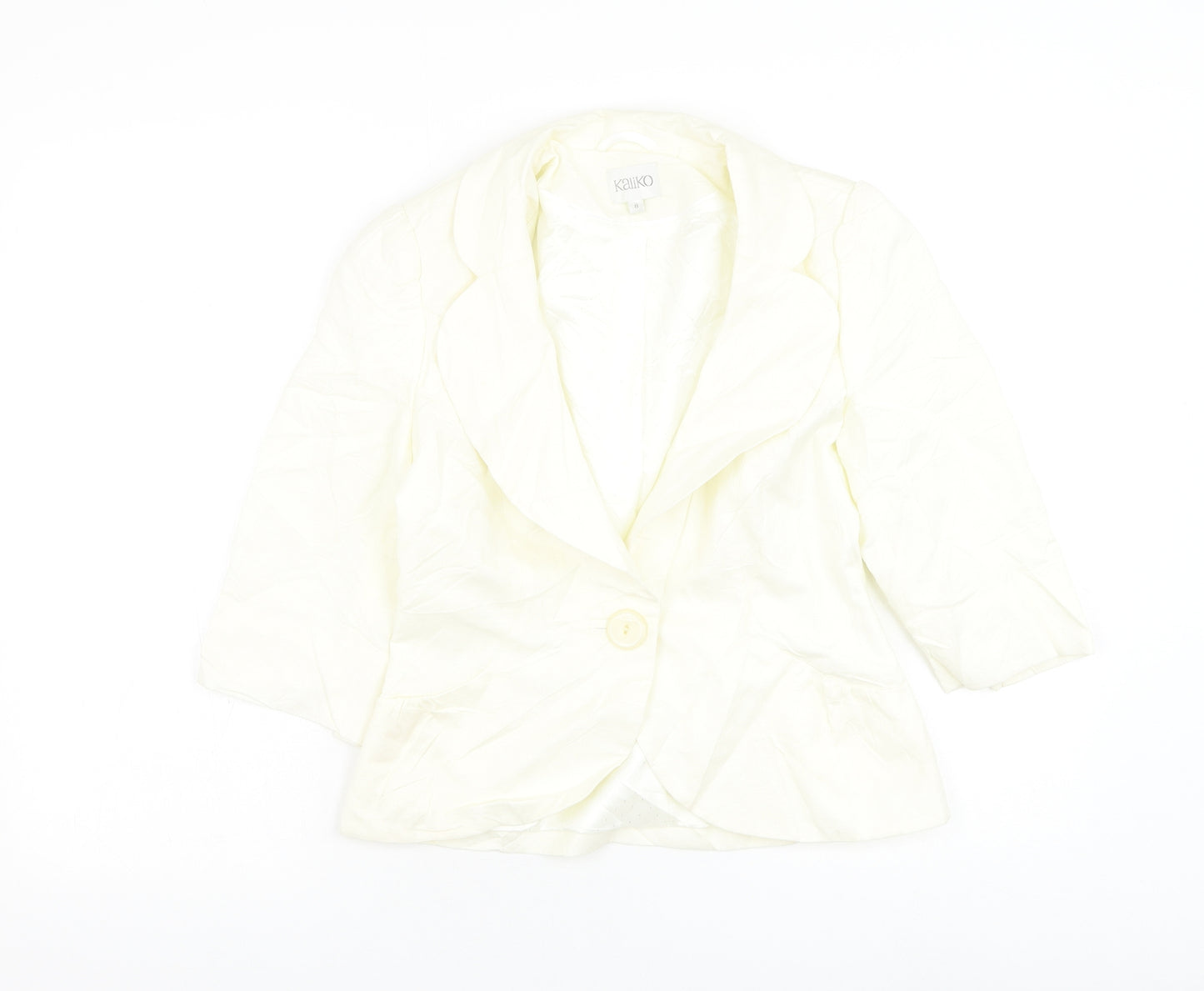 Kaliko Womens White Jacket Blazer Size 8 Button