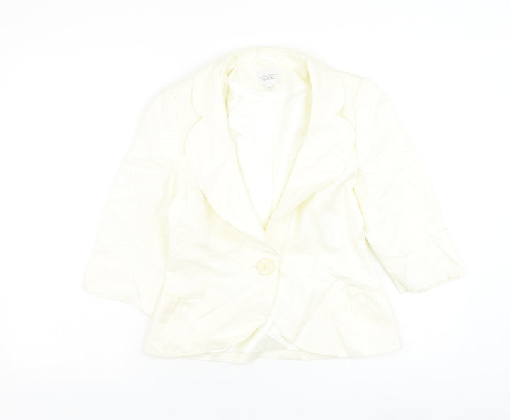 Kaliko Womens White Jacket Blazer Size 8 Button