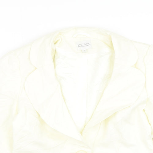 Kaliko Womens White Jacket Blazer Size 8 Button