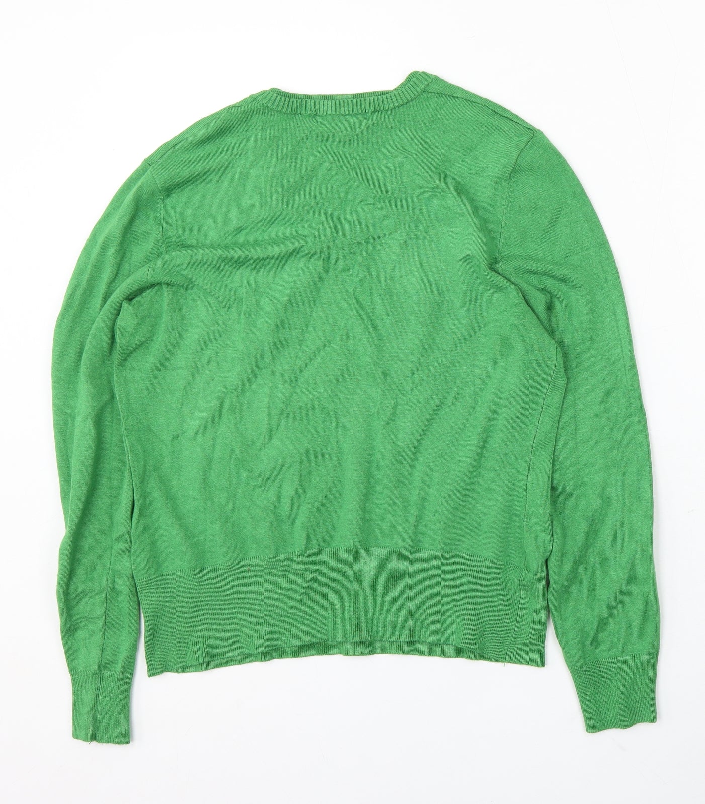 Debenhams Womens Green V-Neck Viscose Pullover Jumper Size 14