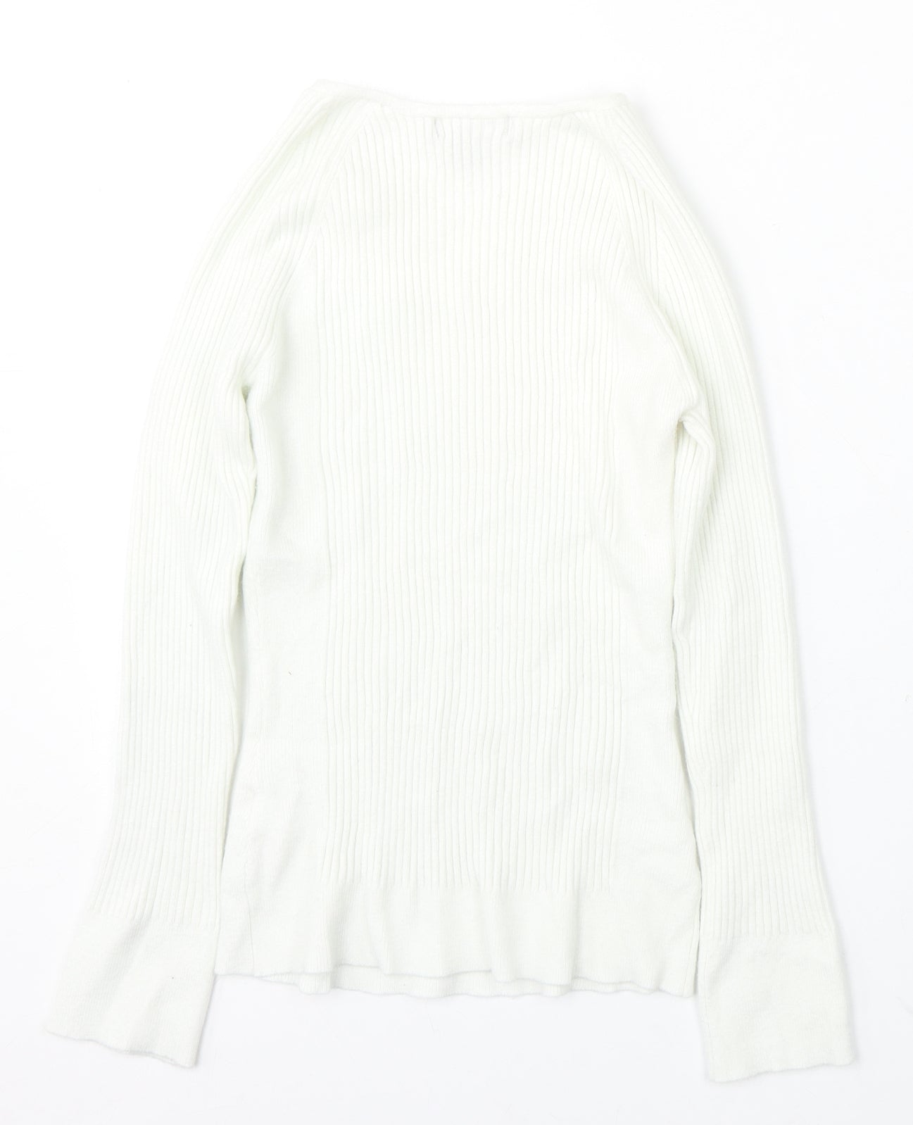 Primark Womens White V-Neck Viscose Pullover Jumper Size 14
