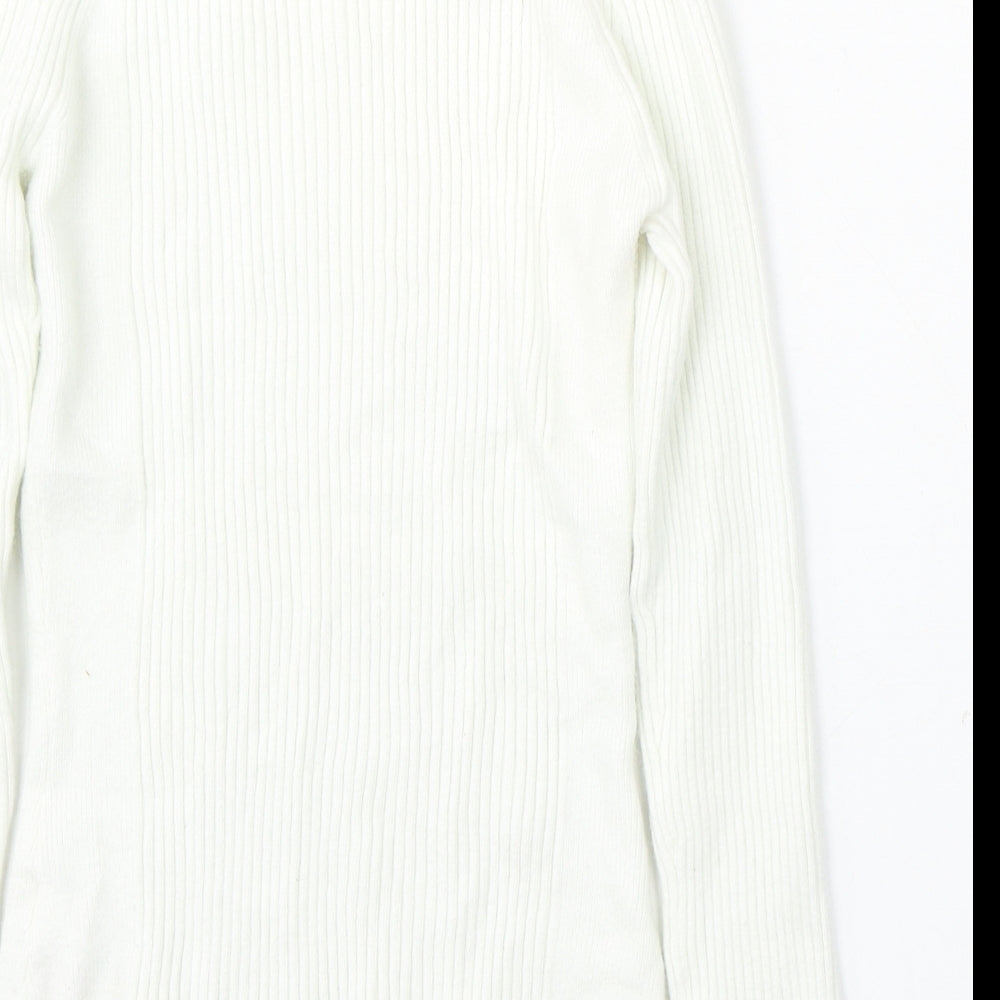 Primark Womens White V-Neck Viscose Pullover Jumper Size 14